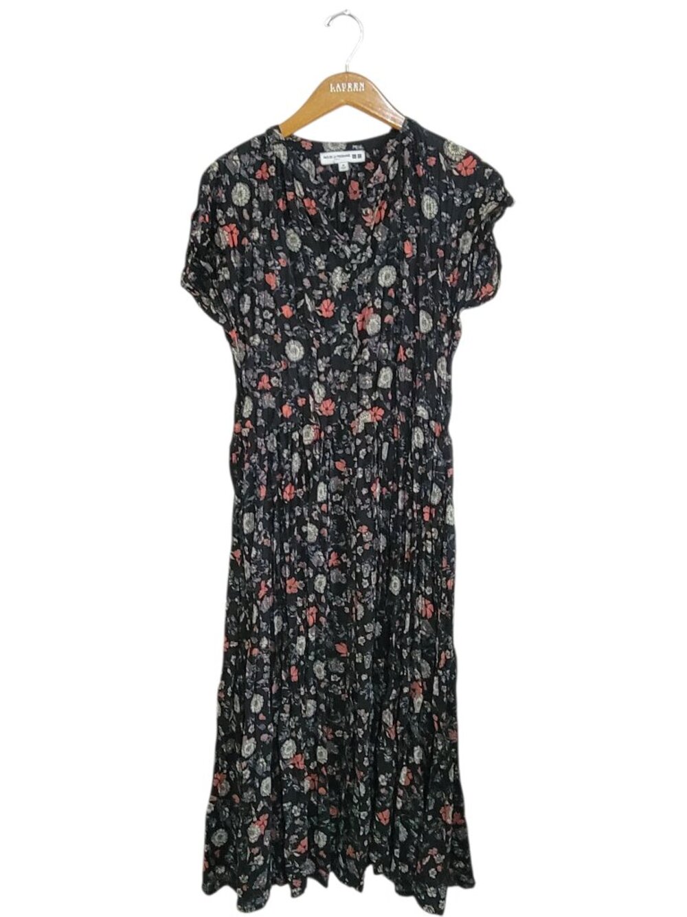 Uniqlo Ines De La Fressange Maxi Dress Womens XS Black Floral Button Front Boho